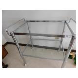 CHROME SERVING CART 29" W X 18" D X 28 1/2" H ON