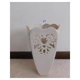 LENOX VASE WITH HEART CUT OUTS 10" H
