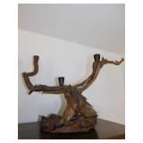 UNIQUE WOOD 3 ARM CANDLE HOLDER 15" H X 21 1/2" W