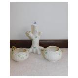 BELLEEK CR/SUGAR, AND TREE VASE 7"