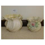 BELLEEK TWO VASES 3 1/2" AND 4 1/2"