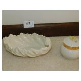 BELLEEK COVERED BOX AND LENOX DISH