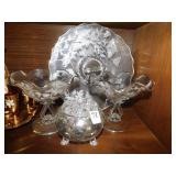 SILVER OVERLAY FLOWER FROG/ PLATE, ETC.