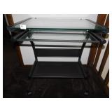 GLASS & METAL COMPUTER DESK 26 1/2" W X 19" X 29 H