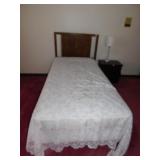 WALNUT TWIN BED WITH BOXSPRING AND MATTRESS