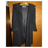 LAMBS WOOL BLACK COAT 41" LONG WITH FUR COLLAR