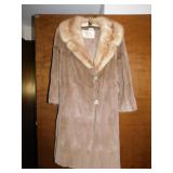 SHEARED BEAVER COAT WITH MINK COLLAR