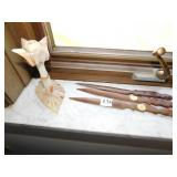WOOD LETTER OPENERS, ALABASTER CANDLE STICK