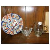 ETCHED WATER PITCHER, JAPAN PLATE ETC.