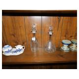 ETCHED DECANTERS, DELFT HOLLAND CR/SUGAR W/ TRAY