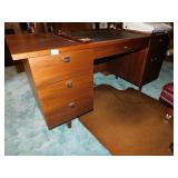 WOOD DESK W/ CHROME HANDLES AND FORMICA TOP 60 " X