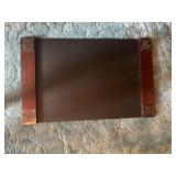 DESK MAT AND STAMP HOLDER WITH BRASS TRIM