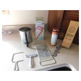 COOKIE PRESS, CHEESE CUTTER, GRATER ETC