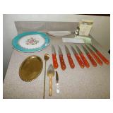 STEAK KNIVES, BRASS TRAY LENOX HEART S/P