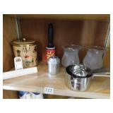 MEASURING CUPS, COOKIE JAR, LINT BRUSH