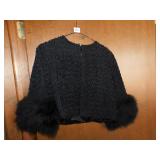 LEATHER JACKET, BLACK TOP WITH FUR TRIM