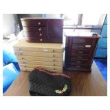 JEWELRY BOXES, AND QUILTED PURSE