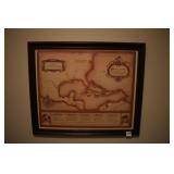 ROYAL CARRIBBEAN FRAMED MAP 20" H X 24" W