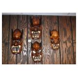 WOOD CARVED MASKS 13" H X 6" W