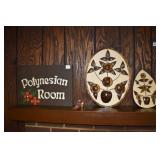 POLYNESIAN ROOM SIGN, WOOD CARVED RAISED PICTURE