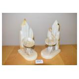 MEXICO ALABASTER CARVED BOOK ENDS 8" H