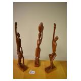 BERMUDA CARVED STATUE 12" H 3 CARVED FIGURES