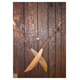 PAIR OF KNIVES CARVED HANDLES 43" LONG