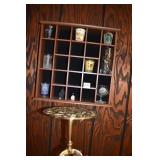 SMALL 9" H BRASS STAND, PIGEON HOLE SHELF WITH