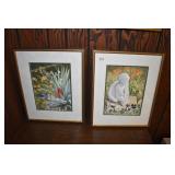 PRINTS BIRDS AT FEEDER AND CHERUB