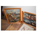 PAIR FRAMED PRINTS 22" X 27" WOOD FRAME