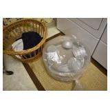 LAUNDRY BASKET W/ TOWELS, SERVING PARTY TRAYS,