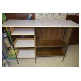 IRON AND WICKER BAR WITH 5 SHELVES AND IRON RAIL