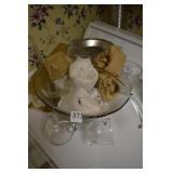 GLASS PUNCH BOWL AND CUPS