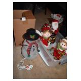 SNOWMAN IN BOX TOTE AND ELF ETC.