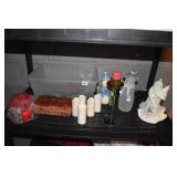 TOTE W/ SNOW MAN, CANDLES, BATTERY OP SET CANDLES