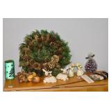 POINTSETTA ARRANGEMENTS, WREATH, DEER ONE BROKEN