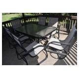 PATIO TABLE AND 6 CHAIRS 2 SWIVEL AND 2 SIDE TABLE