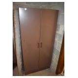 TWO DOOR BROWN METAL CABINET