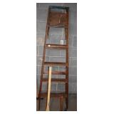 WOOD LADDER, PICK/ AXE