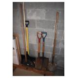 SHOVELS, AXE, RAKES