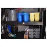 3 DRAWER PLASTIC STORAGE, BRUSH FOR HOSE, BUCKETS