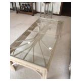White rattan cocktail table; matches the dinette