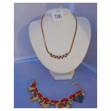 GARNET NECKLACE W/ RHINESTONES, EW