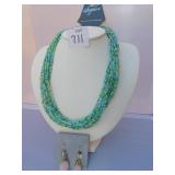 SAPPHIRE MULTI STRAND BEADS, PIERCED EARRINGS