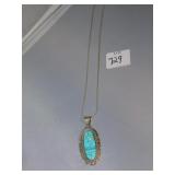 STERLING AND TURQUOISE/STERLING PENDANT