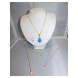 NECKLACES AND GOLD TONE EARRINGS