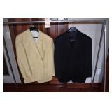 TAN BOSS SZ. 44 LONG SUIT COAT, SM. MOTH HOLE &