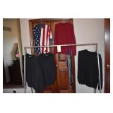 XL - LONG SLEVE, LARGE R/W/BLUE POLO SHIRT,