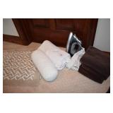 SOFT BATH MAT,  BROWN TOWELS IRON