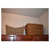 TWO WICKER DECOR BASKETS